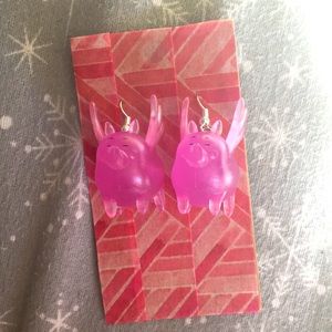 Handmade flying pig earrings